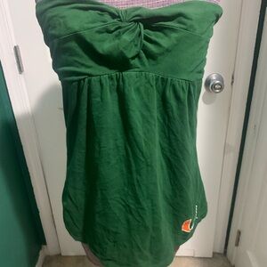 Green Strapless Twist-Front Crop Top